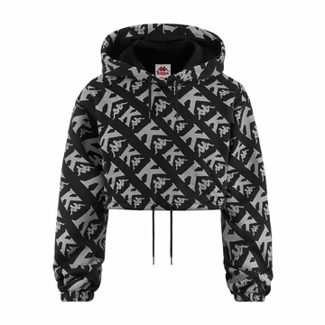 KAPPA Auth. Tropp Kontemporary Kapucnis Pulóver fekete/szürke