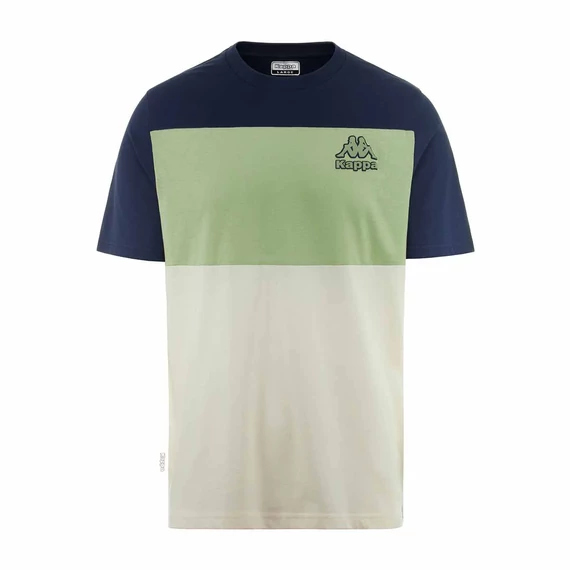 KAPPA Fizio Férfi Póló tejfehér/zöldes szürke/királykék