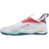 Kép 1/2 - MIZUNO WAVE MIRAGE 4 Teremcipő  White/High Visibility/Moroccan Blue